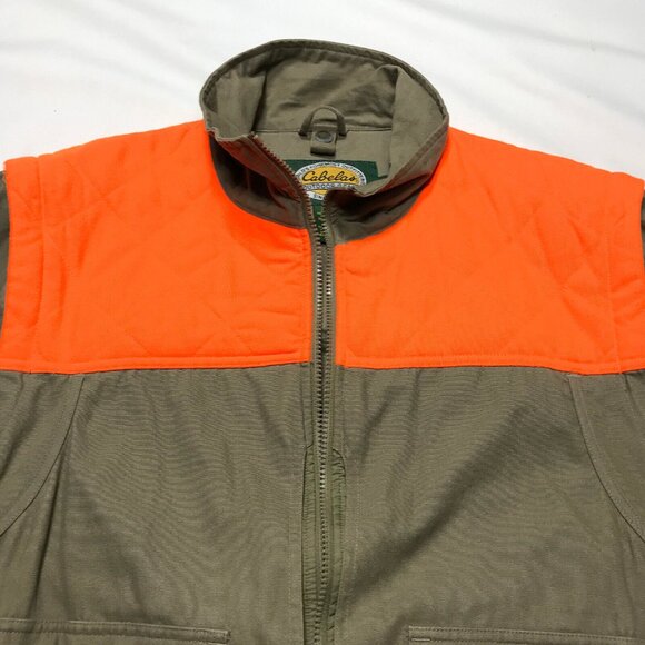 Cabela's Shooting Hunting Jacket Hi-Viz Padded Shoulders Zip-Off Sleeves Mens L - Picture 4 of 10